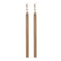 saint laurent le vian loulou earrings with chain tassels in light gold-colored brass