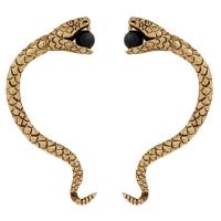 saint laurent le vian snake ear jewelry in gold metal and black glass beads.