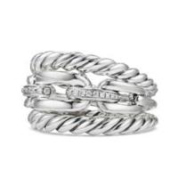 david yurman	wellesley link™ three-row ring with diamonds