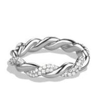 david yurman	dy wisteria twist ring with diamonds in 18k white gold, 4mm