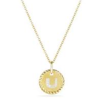 david yurman	initial charm necklace with diamonds in 18k gold