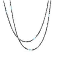 david yurman	mustique beaded necklace with hematine, turquoise and blue topaz