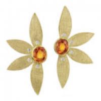 alishan colorless diamonds and oval orange sapphires earrings