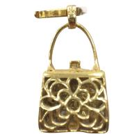 18 k yellow & white gold purse pendant with diamond accents