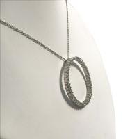 14kt circular white gold pendant and necklace