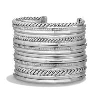 david yurman	stax wide cuff bracelet with diamonds, 54mm