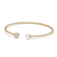 david yurman	petite solari bead and pearl bracelet with diamonds in 18k gold