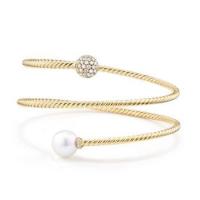 david yurman	petite solari coil bracelet with pearls and diamonds in 18k gold
