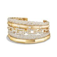 David Yurman	Stax Five Row Cuff Bracelet with Diamonds in 18K Gold, 35mm