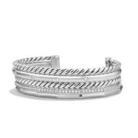 david yurman	stax narrow cuff bracelet with diamonds, 16mm