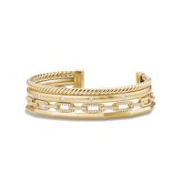 david yurman	stax medium cuff bracelet with diamonds in 18k gold, 14mm