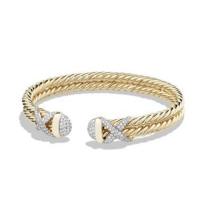 david yurman	cable wrap bracelet with diamonds in 18k gold, 8mm
