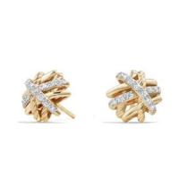 david yurman	crossover earrings with diamonds in 18k gold, 11mm