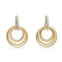 David Yurman	Crossover® Drop Earrings with Diamonds in 18k Yellow Gold, 30mm