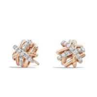 david yurman	crossover earrings with diamonds in 18k rose gold, 11mm