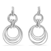 david yurman	crossover double drop earrings with diamonds, 49mm