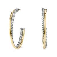 david yurman	crossover hoop earrings with 18k gold
