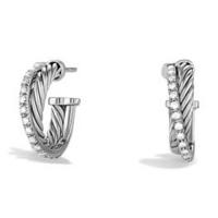 david yurman	crossover extra-small hoop earrings with diamonds