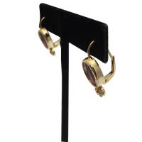 14k yellow gold carved amethyst drop earrings