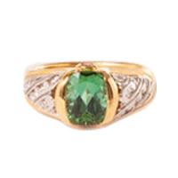 Green Tourmaline & Channel Diamonds Ring
