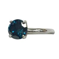 round brilliant enhanced blue diamond solitaire ring
