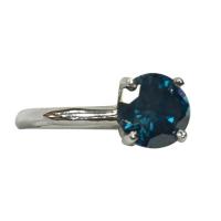 round brilliant enhanced blue diamond solitaire ring