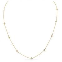 14K YELLOW GOLD WHITE DIAMOND BEZEL SET CABLE CHAIN NECKLACE