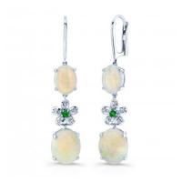 opal & pave' diamond dangle earrings