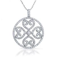 14k white gold diamond heart medallion pendant