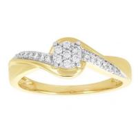 10K GOLD TWO-TONE CLUSTER BYPASS DIAMOND PROMISE RING