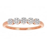 10k rose gold five mini flower diamond cluster ring