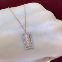 custom name pendant | rose gold rectangular diamond pendant | engraved necklace | diamond bar necklace | yellow gold, white gold necklace