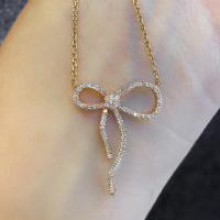 14kt rose gold diamond bow necklace