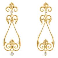 fleur-de-lis style diamond dangle earrings