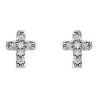 youth diamond cross earrings