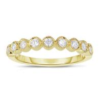 yellow gold bezel set diamond ring w/milgrain