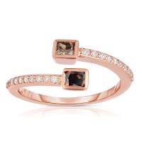 cognac diamond bypass ring in rose gold