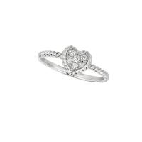 0.12 ct G-H SI2 Diamond heart ring In 14K White Gold