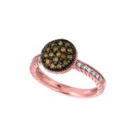 0.62 ct G-H SI Champagne & white diamond round ring In 14K Rose Gold