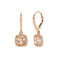2 ct - morganite & diamond earrings set in 14k rose gold