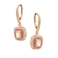 0.55 ct - Morganite & Diamond Earrings Set in 14K Rose Gold