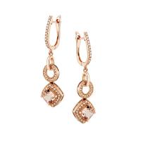 2.35 ct - morganite & diamond earrings set in 14k rose gold