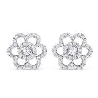 Diamond Open Work Flower Stud Earrings (0.34 TCW)
