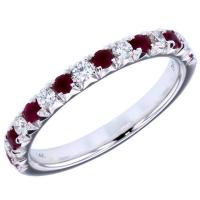 Lady's White 14 Karat Round Rubys Anniversary Ring