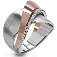 18K WHITE AND ROSE GOLD BAND .12D