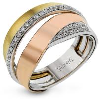 18k white yellow and rose gold band .20d
