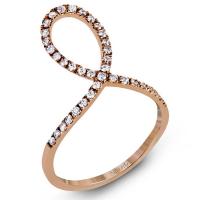 18k rose gold right hand fashion cocktail ring .17d