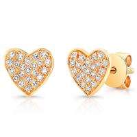 Love & Arrow 14K Yellow Gold & Diamond Heart Stud Earrings