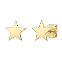 celestial 14k yellow gold star stud earrings