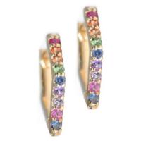 rainbow 14k yellow gold & multicolored sapphires small geometric hoops